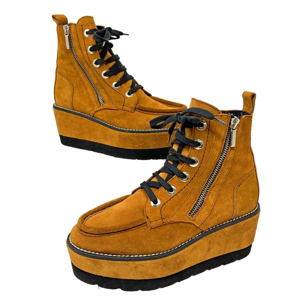 Free‎ People Maverick Rust Suede Platform Wedge Booties